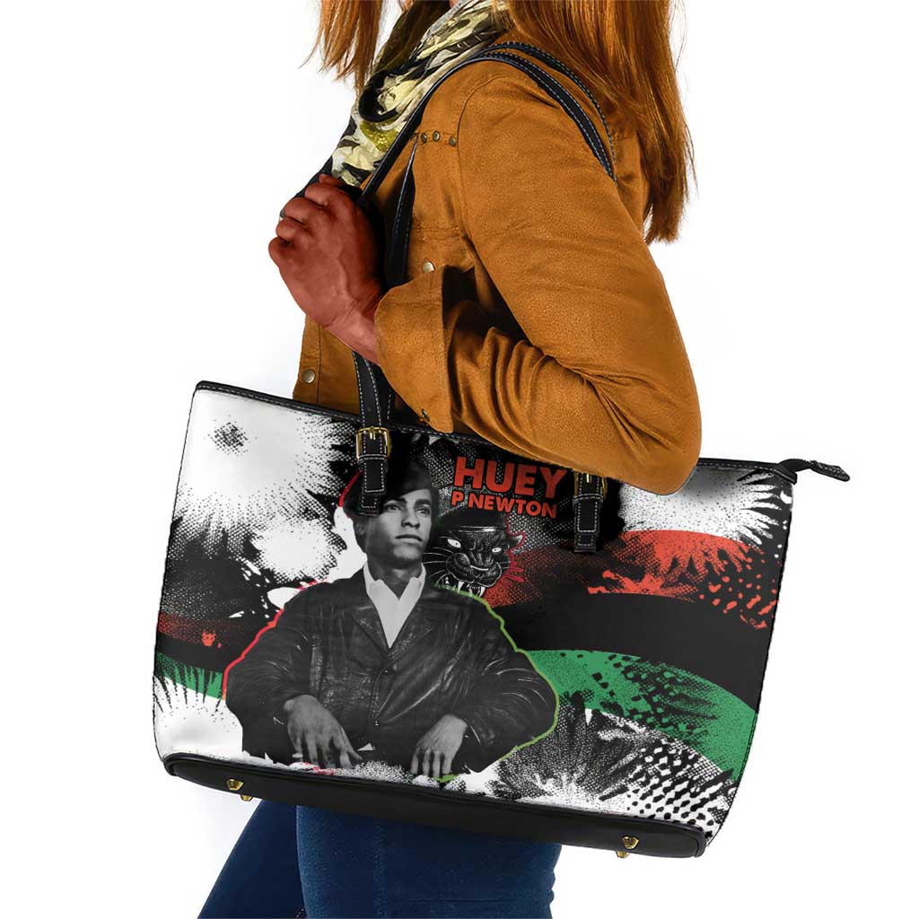 Huey P. Newton Leather Tote Bag Revolutionary Portrait - Panther Graphic Surrender to the Revolution Quote - Wonder Print Shop