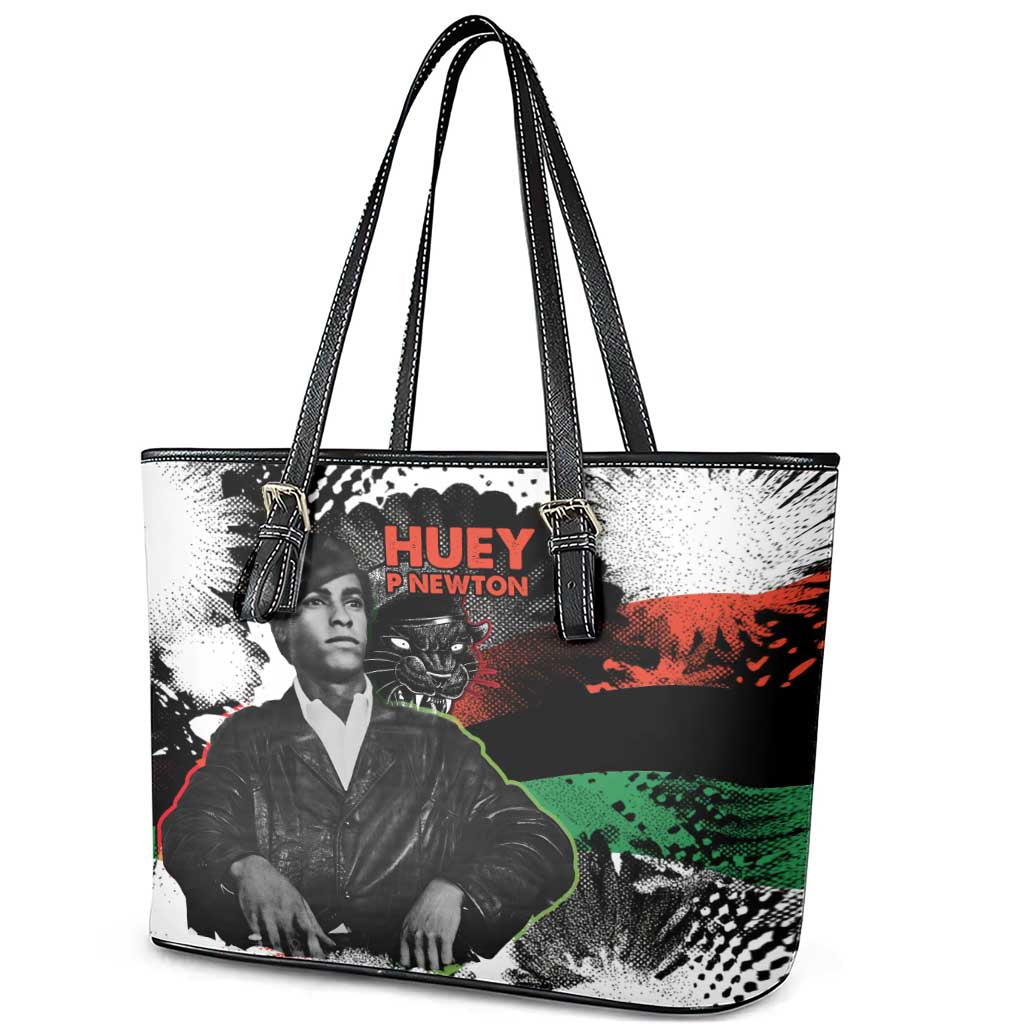Huey P. Newton Leather Tote Bag Revolutionary Portrait - Panther Graphic Surrender to the Revolution Quote - Wonder Print Shop