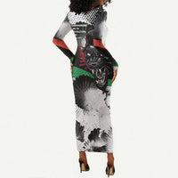 Huey P. Newton Long Sleeve Bodycon Dress Revolutionary Portrait - Panther Graphic Surrender to the Revolution Quote - Wonder Print Shop