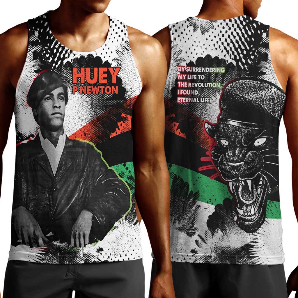 Huey P. Newton Men Tank Top Revolutionary Portrait - Panther Graphic Surrender to the Revolution Quote - Wonder Print Shop