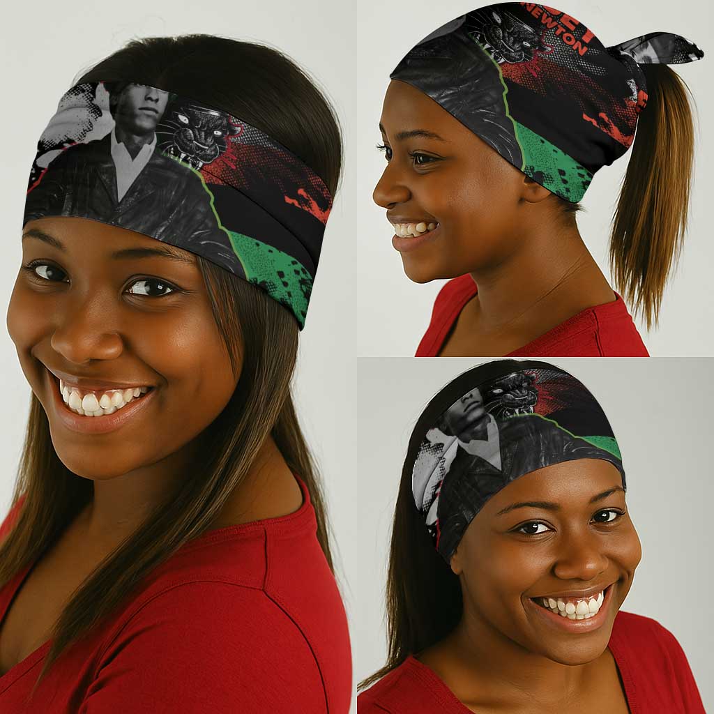 Huey P. Newton Neck Gaiter Revolutionary Portrait - Panther Graphic Surrender to the Revolution Quote - Wonder Print Shop