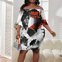 Huey P. Newton Off Shoulder Short Dress Revolutionary Portrait - Panther Graphic Surrender to the Revolution Quote - Wonder Print Shop