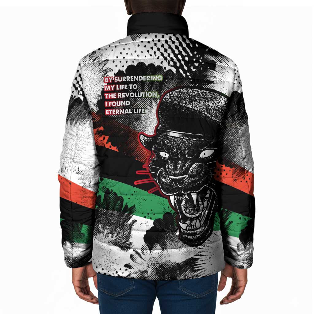 Huey P. Newton Padded Jacket Revolutionary Portrait - Panther Graphic Surrender to the Revolution Quote - Wonder Print Shop