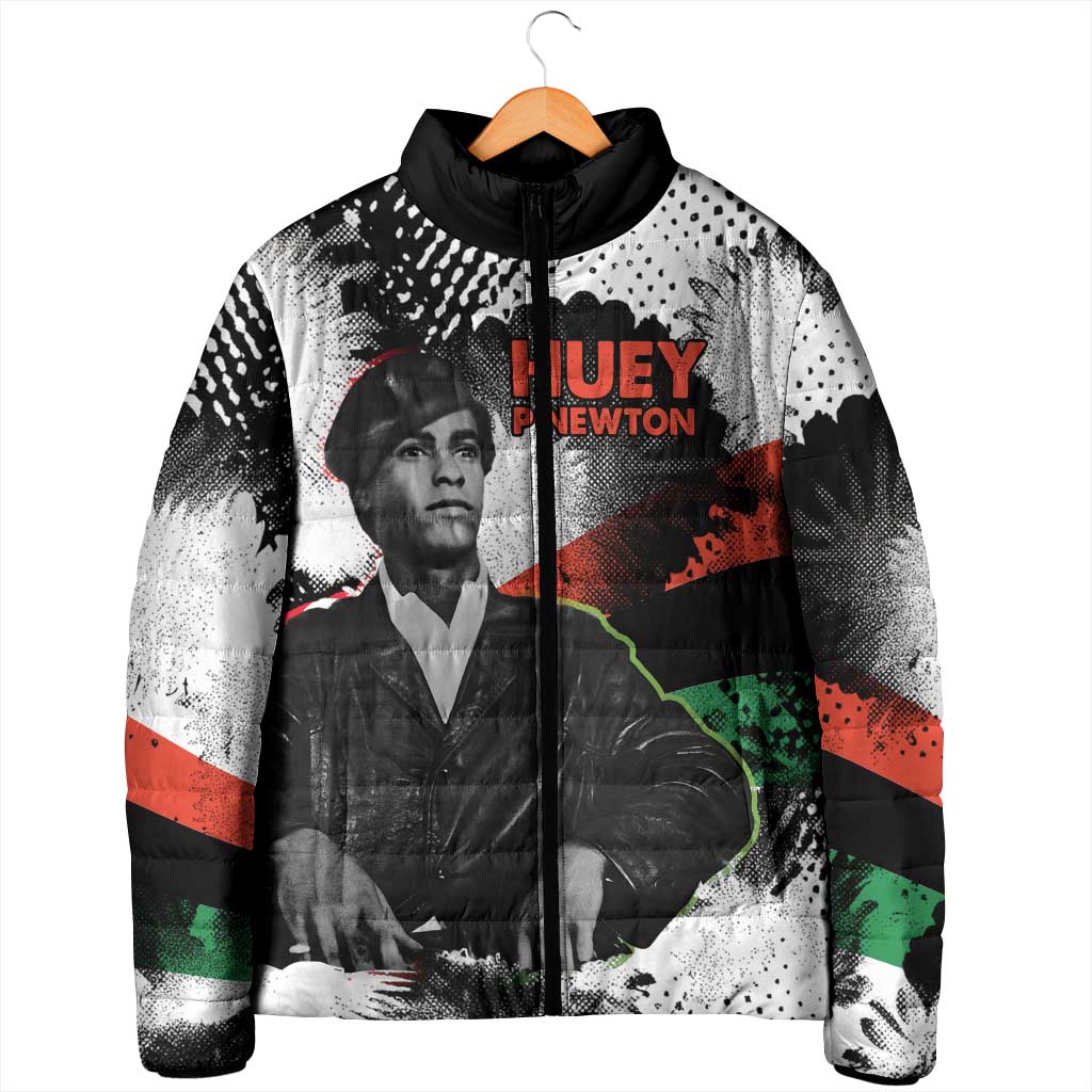 Huey P. Newton Padded Jacket Revolutionary Portrait - Panther Graphic Surrender to the Revolution Quote - Wonder Print Shop