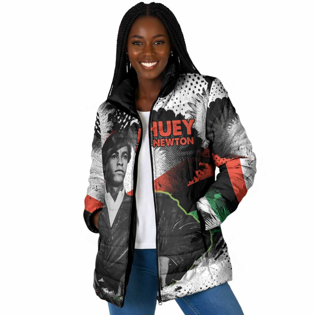 Huey P. Newton Padded Jacket Revolutionary Portrait - Panther Graphic Surrender to the Revolution Quote - Wonder Print Shop