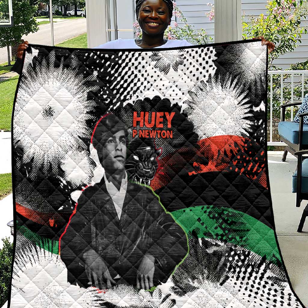 Huey P. Newton Quilt Revolutionary Portrait - Panther Graphic Surrender to the Revolution Quote - Wonder Print Shop
