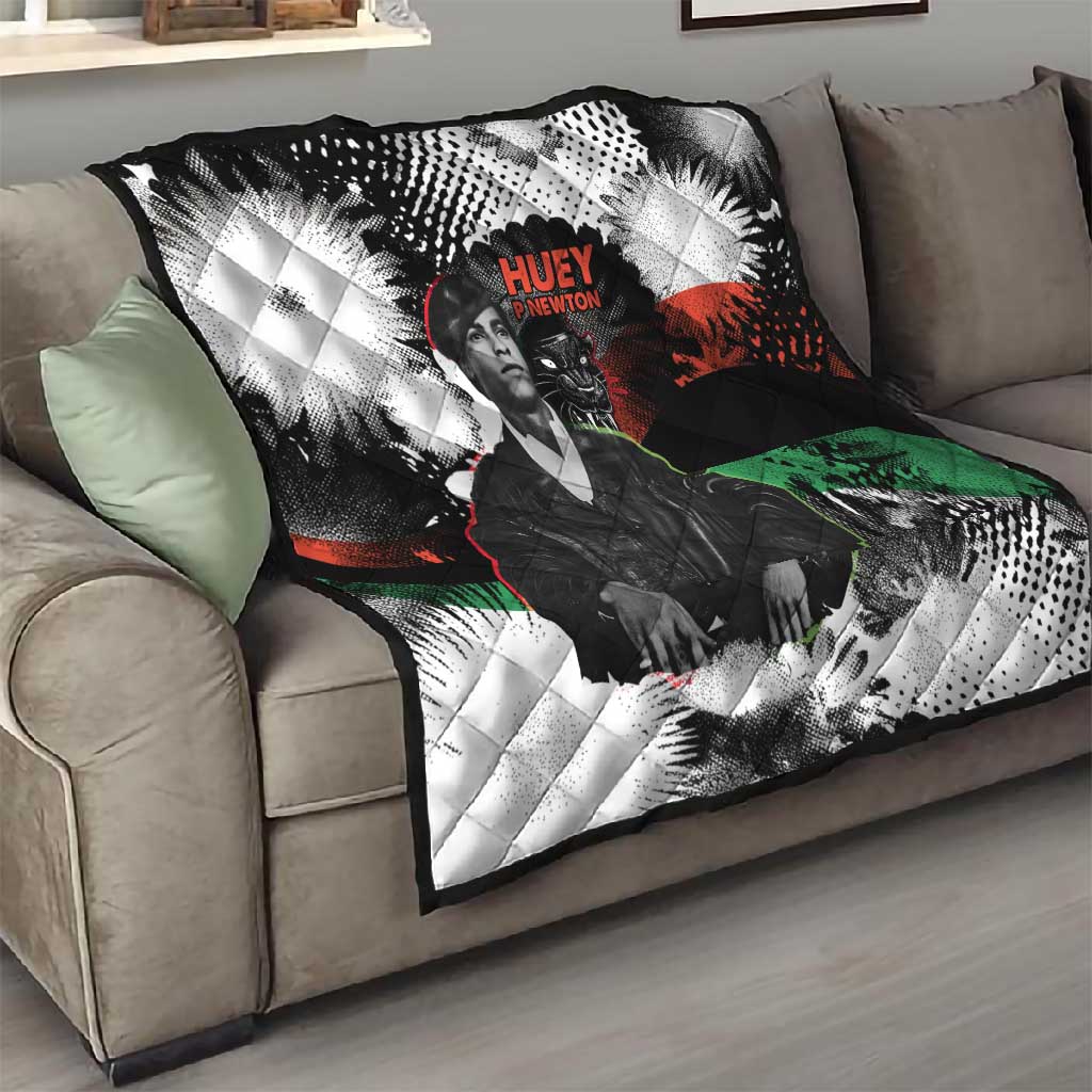 Huey P. Newton Quilt Revolutionary Portrait - Panther Graphic Surrender to the Revolution Quote - Wonder Print Shop
