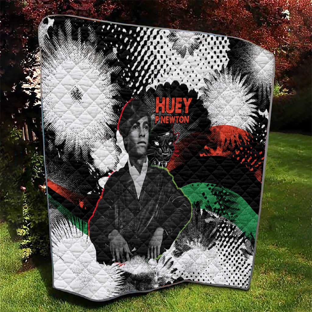 Huey P. Newton Quilt Revolutionary Portrait - Panther Graphic Surrender to the Revolution Quote - Wonder Print Shop
