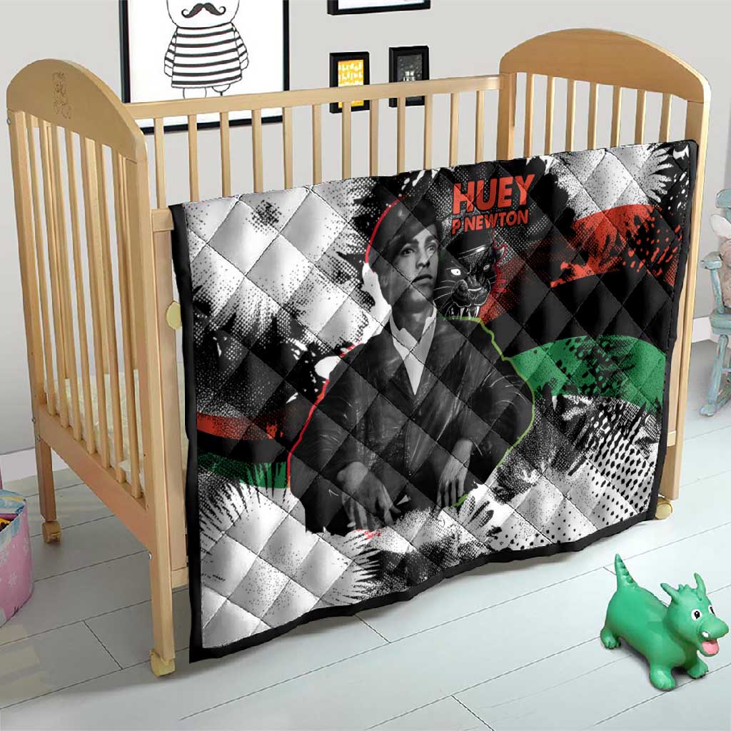 Huey P. Newton Quilt Revolutionary Portrait - Panther Graphic Surrender to the Revolution Quote - Wonder Print Shop