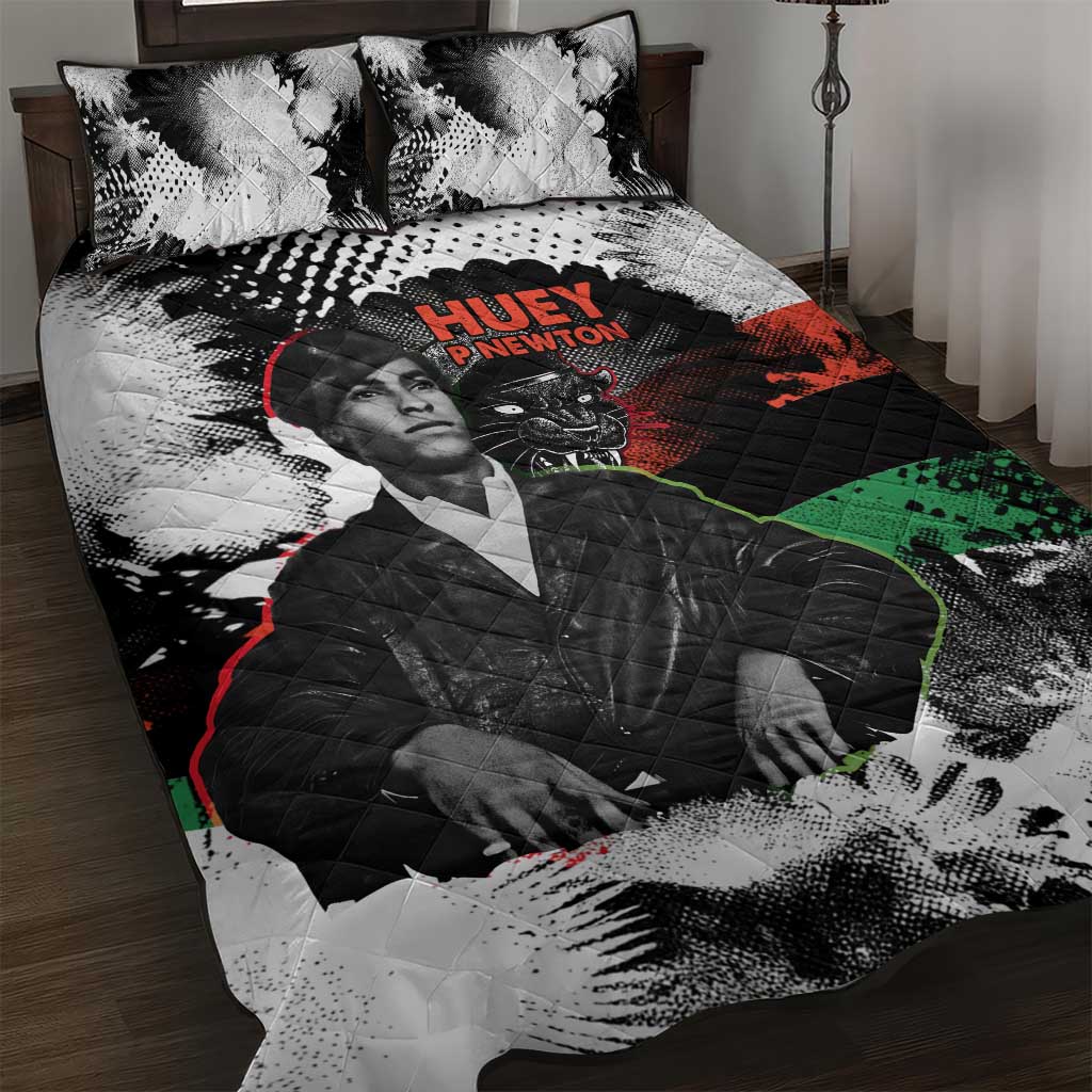 Huey P. Newton Quilt Bed Set Revolutionary Portrait - Panther Graphic Surrender to the Revolution Quote - Wonder Print Shop