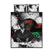 Huey P. Newton Quilt Bed Set Revolutionary Portrait - Panther Graphic Surrender to the Revolution Quote - Wonder Print Shop