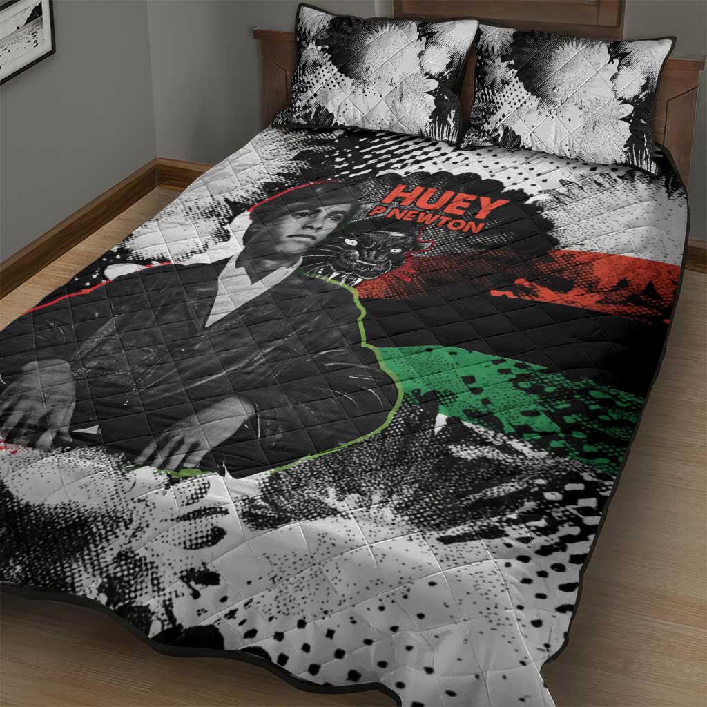 Huey P. Newton Quilt Bed Set Revolutionary Portrait - Panther Graphic Surrender to the Revolution Quote - Wonder Print Shop