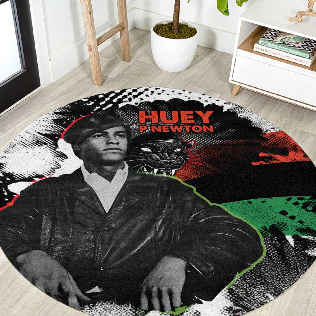 Huey P. Newton Round Carpet Revolutionary Portrait - Panther Graphic Surrender to the Revolution Quote - Wonder Print Shop
