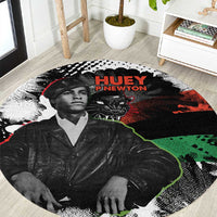 Huey P. Newton Round Carpet Revolutionary Portrait - Panther Graphic Surrender to the Revolution Quote - Wonder Print Shop