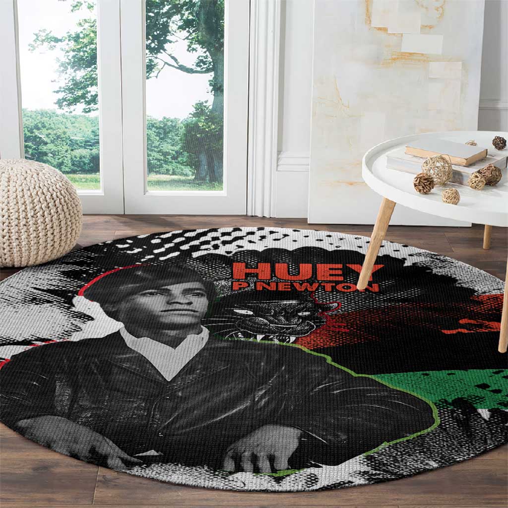 Huey P. Newton Round Carpet Revolutionary Portrait - Panther Graphic Surrender to the Revolution Quote - Wonder Print Shop