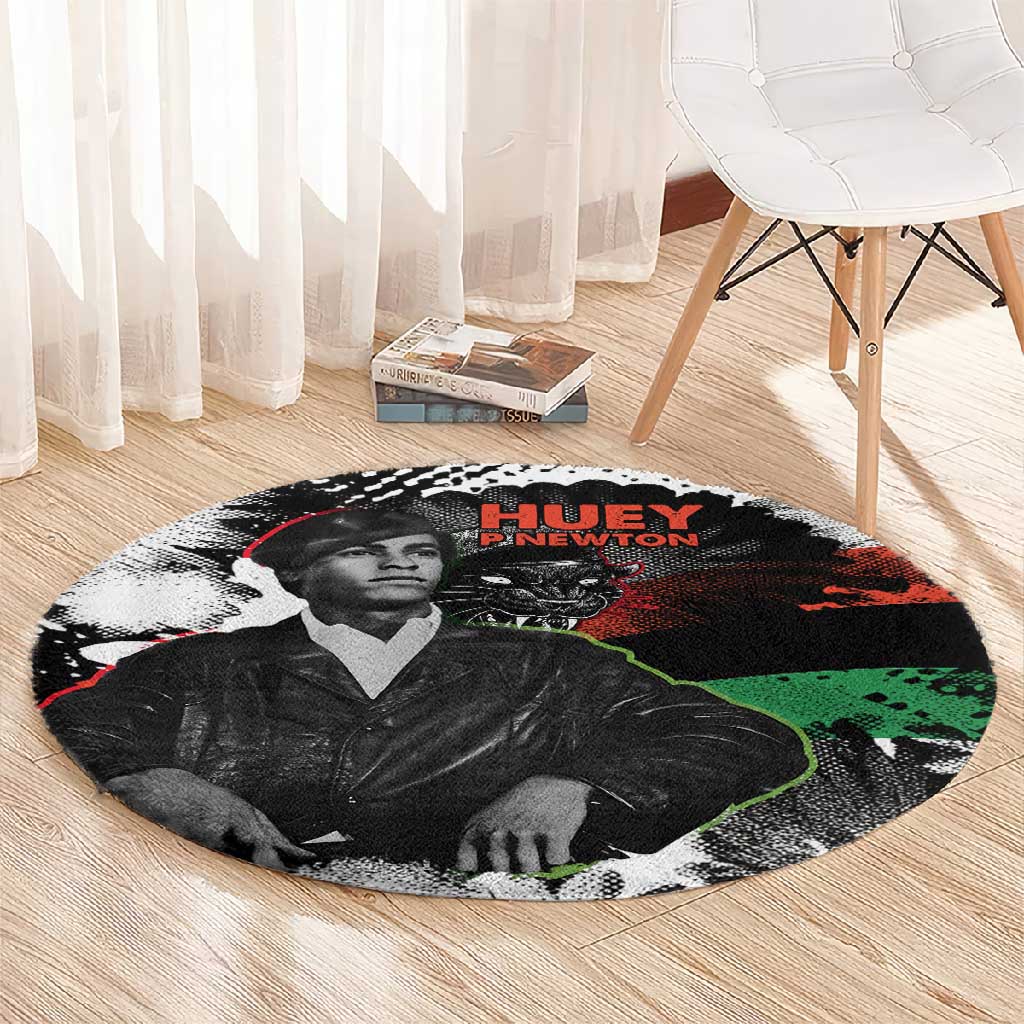 Huey P. Newton Round Carpet Revolutionary Portrait - Panther Graphic Surrender to the Revolution Quote - Wonder Print Shop