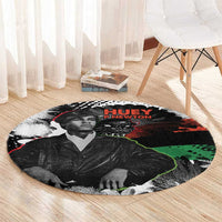 Huey P. Newton Round Carpet Revolutionary Portrait - Panther Graphic Surrender to the Revolution Quote - Wonder Print Shop