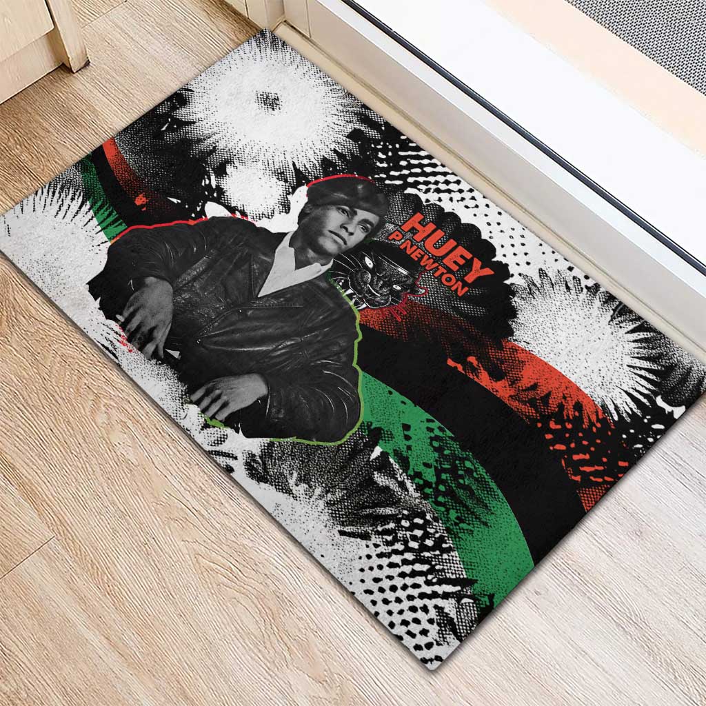 Huey P. Newton Rubber Doormat Revolutionary Portrait - Panther Graphic Surrender to the Revolution Quote - Wonder Print Shop