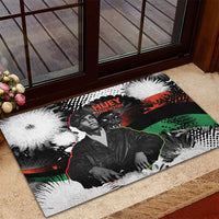Huey P. Newton Rubber Doormat Revolutionary Portrait - Panther Graphic Surrender to the Revolution Quote - Wonder Print Shop