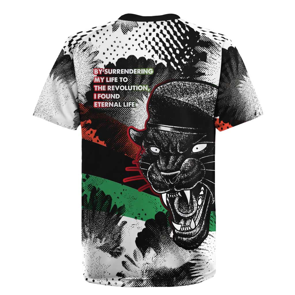 Huey P. Newton Rugby Jersey Revolutionary Portrait - Panther Graphic Surrender to the Revolution Quote TS04