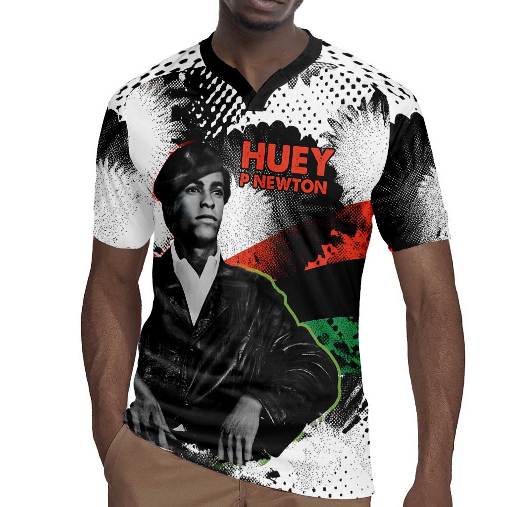 Huey P. Newton Rugby Jersey Revolutionary Portrait - Panther Graphic Surrender to the Revolution Quote TS04