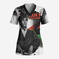 Huey P. Newton Scrub Top Revolutionary Portrait - Panther Graphic Surrender to the Revolution Quote - Wonder Print Shop