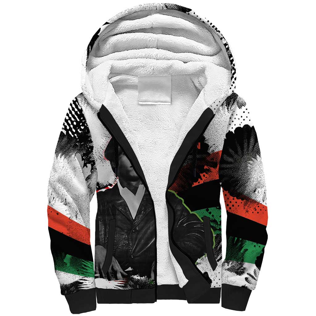 Huey P. Newton Sherpa Hoodie Revolutionary Portrait - Panther Graphic Surrender to the Revolution Quote - Wonder Print Shop