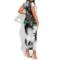 Huey P. Newton Short Sleeve Bodycon Dress Revolutionary Portrait - Panther Graphic Surrender to the Revolution Quote TS04