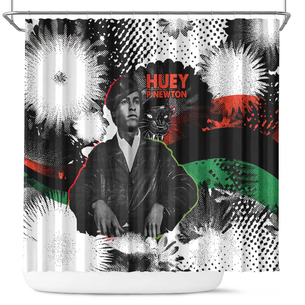 Huey P. Newton Shower Curtain Revolutionary Portrait - Panther Graphic Surrender to the Revolution Quote - Wonder Print Shop