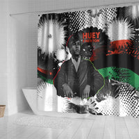 Huey P. Newton Shower Curtain Revolutionary Portrait - Panther Graphic Surrender to the Revolution Quote - Wonder Print Shop