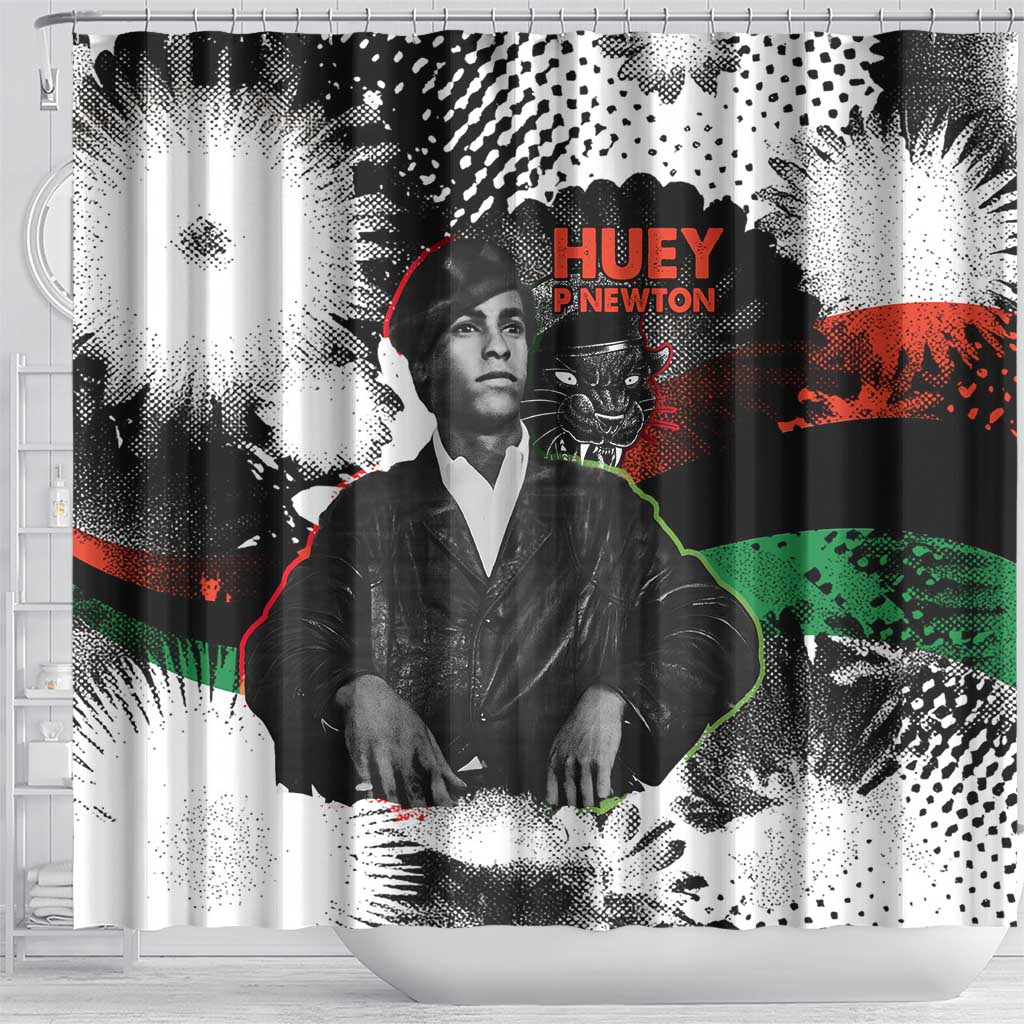 Huey P. Newton Shower Curtain Revolutionary Portrait - Panther Graphic Surrender to the Revolution Quote - Wonder Print Shop