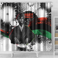 Huey P. Newton Shower Curtain Revolutionary Portrait - Panther Graphic Surrender to the Revolution Quote - Wonder Print Shop