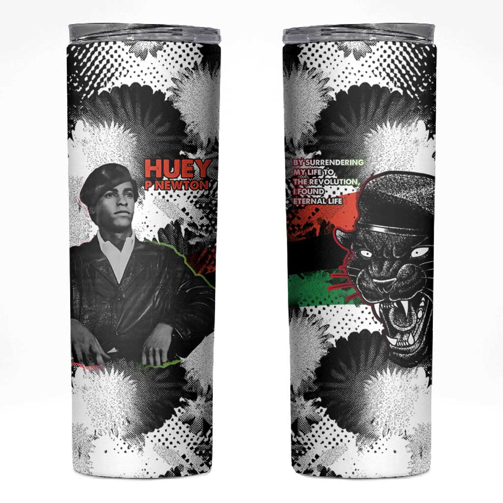 Huey P. Newton Skinny Tumbler Revolutionary Portrait - Panther Graphic Surrender to the Revolution Quote - Wonder Print Shop