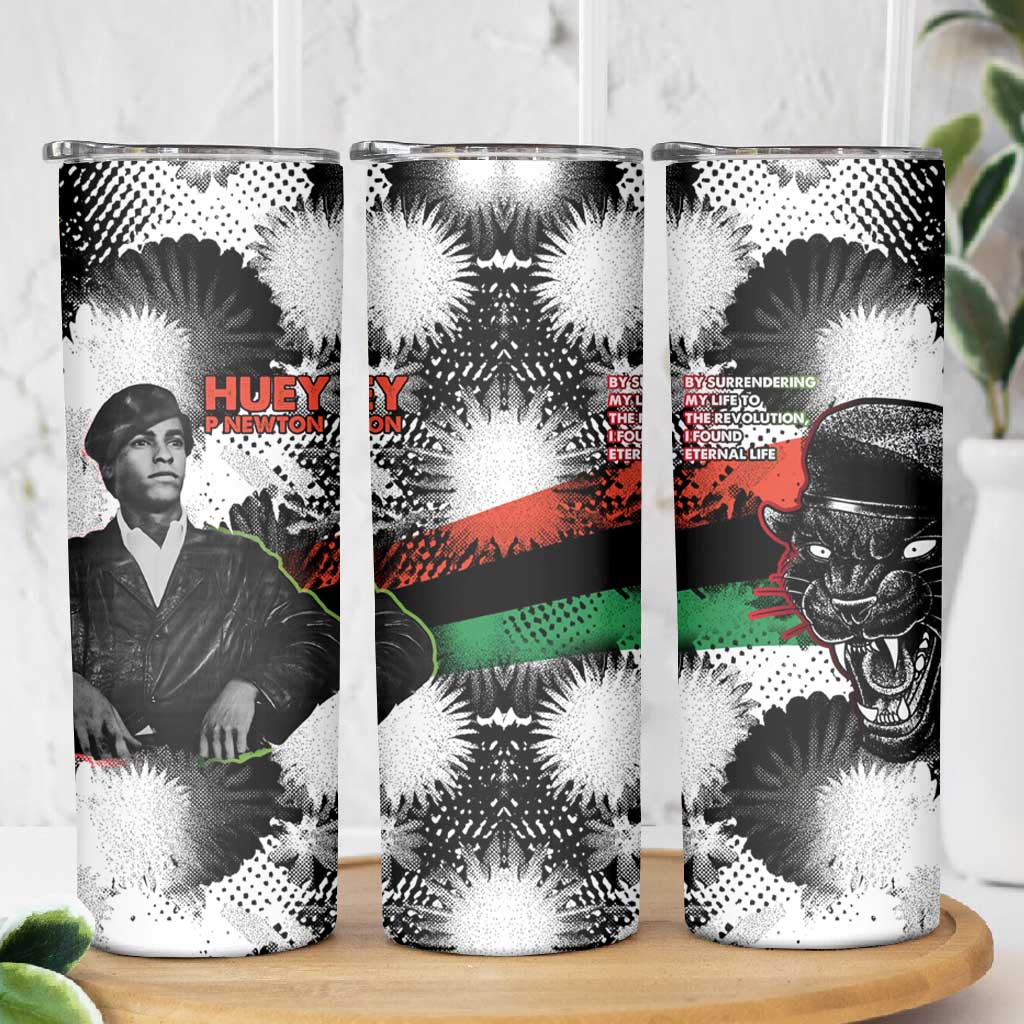 Huey P. Newton Skinny Tumbler Revolutionary Portrait - Panther Graphic Surrender to the Revolution Quote - Wonder Print Shop