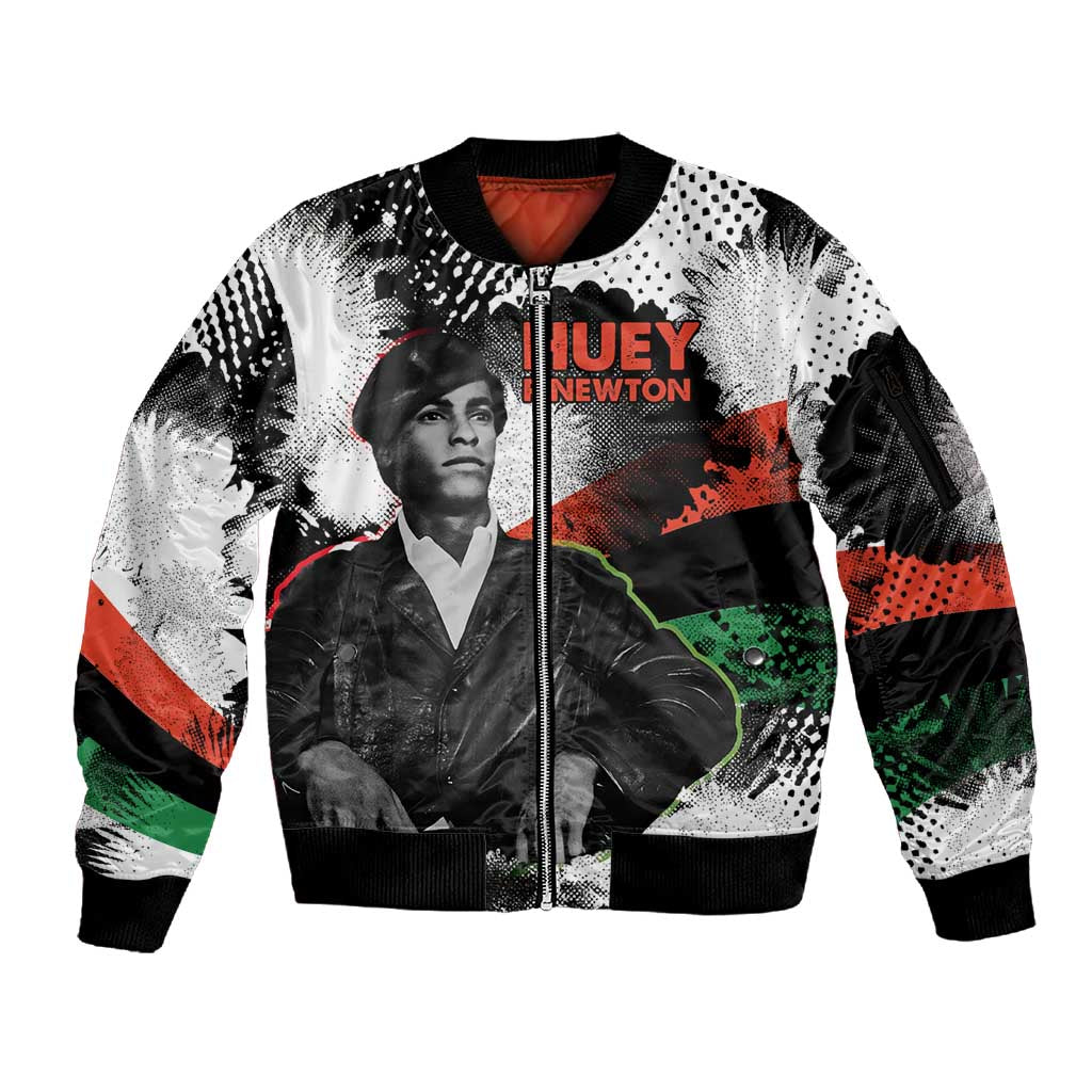 Huey P. Newton Sleeve Zip Bomber Jacket Revolutionary Portrait - Panther Graphic Surrender to the Revolution Quote - Wonder Print Shop
