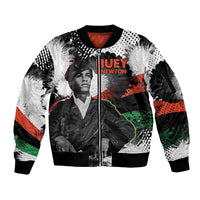Huey P. Newton Sleeve Zip Bomber Jacket Revolutionary Portrait - Panther Graphic Surrender to the Revolution Quote - Wonder Print Shop