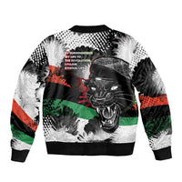 Huey P. Newton Sleeve Zip Bomber Jacket Revolutionary Portrait - Panther Graphic Surrender to the Revolution Quote - Wonder Print Shop