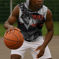 Huey P. Newton Sleeveless Hoodie Revolutionary Portrait - Panther Graphic Surrender to the Revolution Quote - Wonder Print Shop