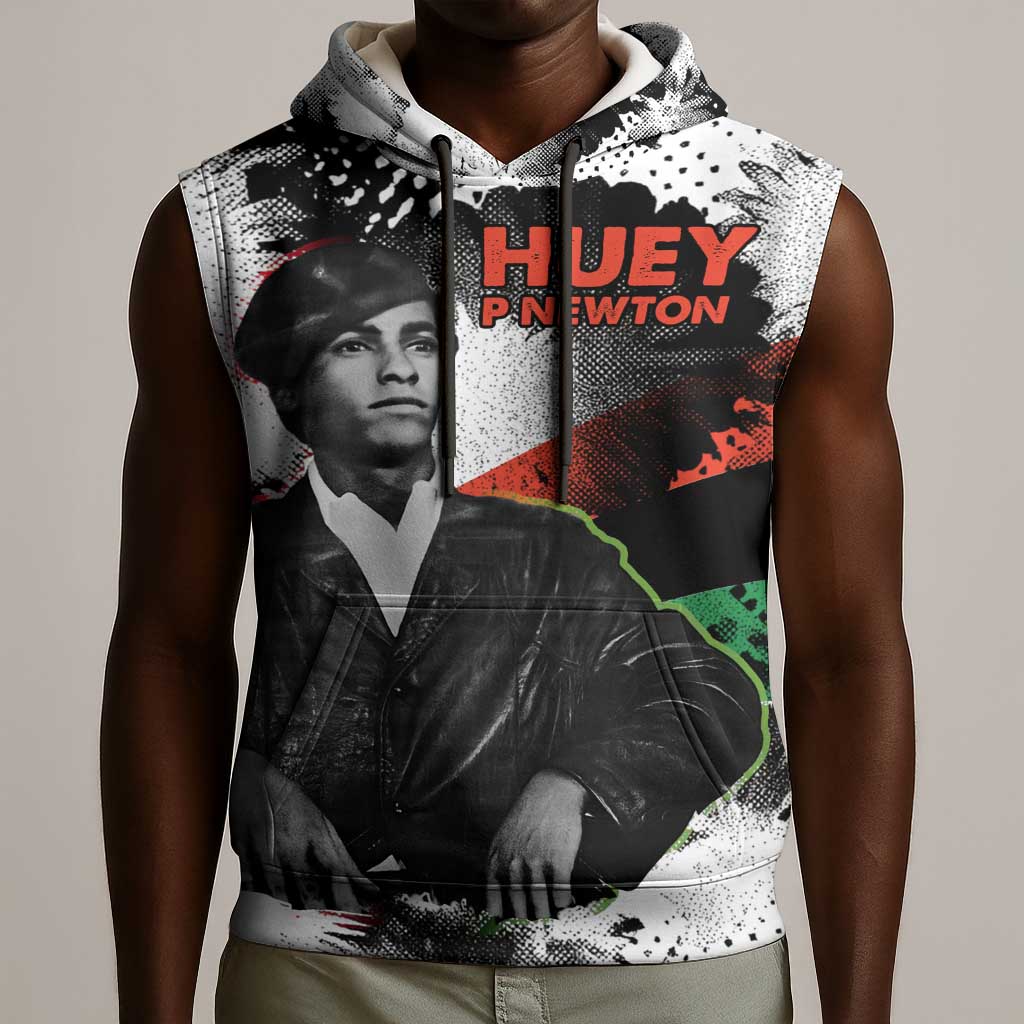 Huey P. Newton Sleeveless Hoodie Revolutionary Portrait - Panther Graphic Surrender to the Revolution Quote - Wonder Print Shop