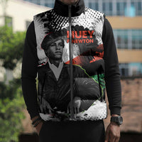Huey P. Newton Sleeveless Puffer Jacket Revolutionary Portrait - Panther Graphic Surrender to the Revolution Quote - Wonder Print Shop