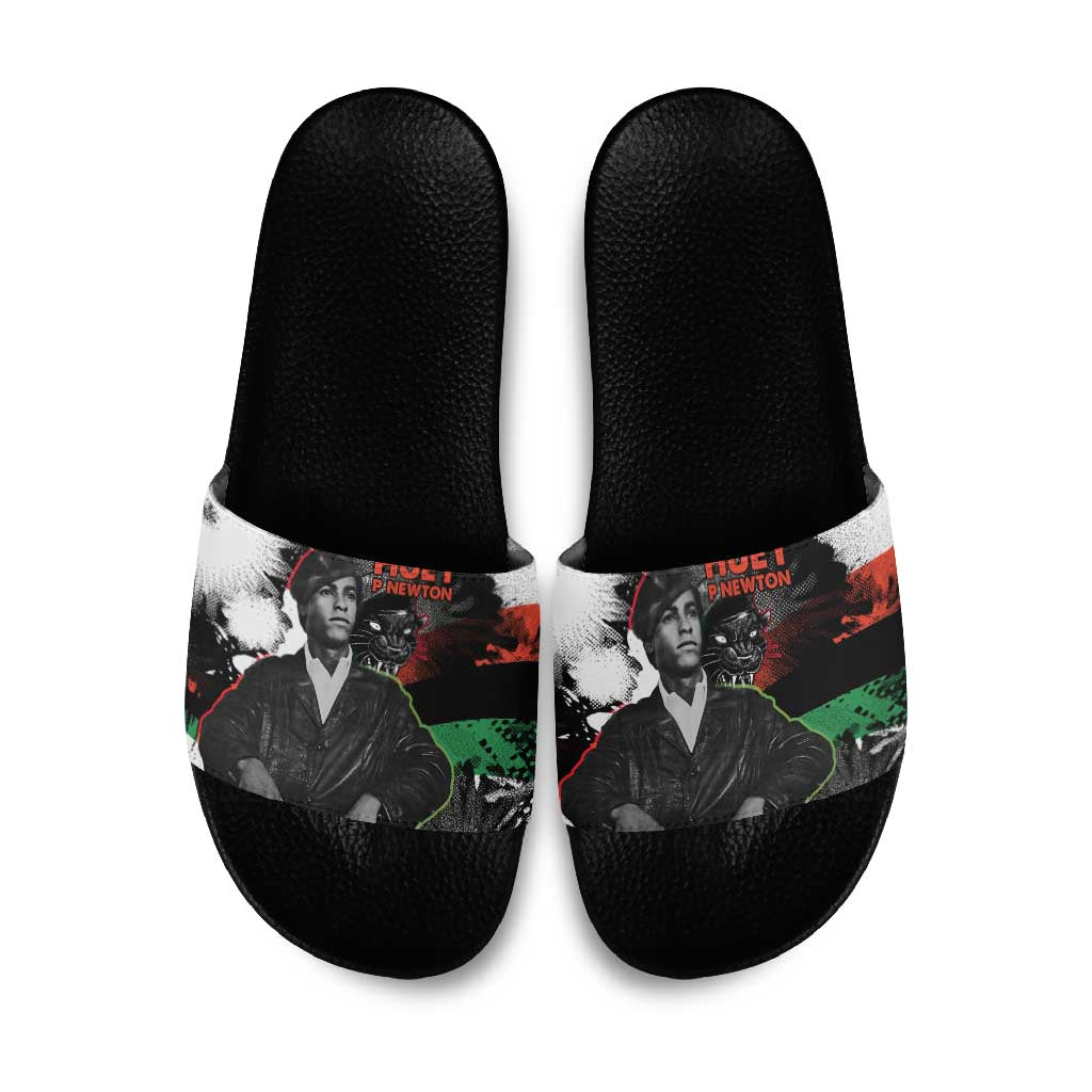 Huey P. Newton Slide Sandals Revolutionary Portrait - Panther Graphic Surrender to the Revolution Quote - Wonder Print Shop