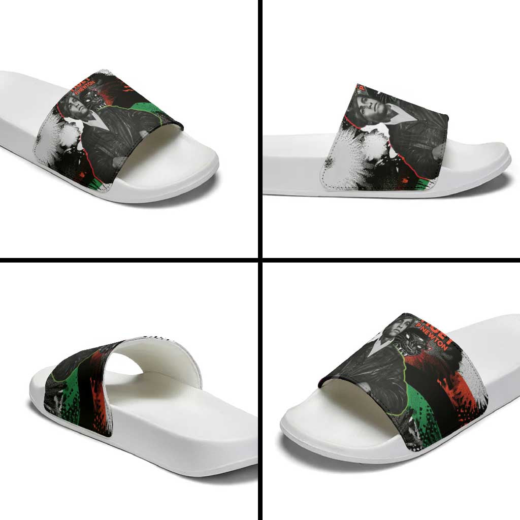 Huey P. Newton Slide Sandals Revolutionary Portrait - Panther Graphic Surrender to the Revolution Quote - Wonder Print Shop