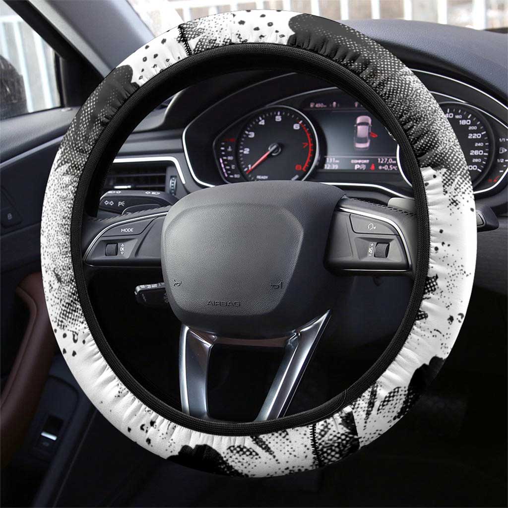 Huey P. Newton Steering Wheel Cover Revolutionary Portrait - Panther Graphic Surrender to the Revolution Quote - Wonder Print Shop