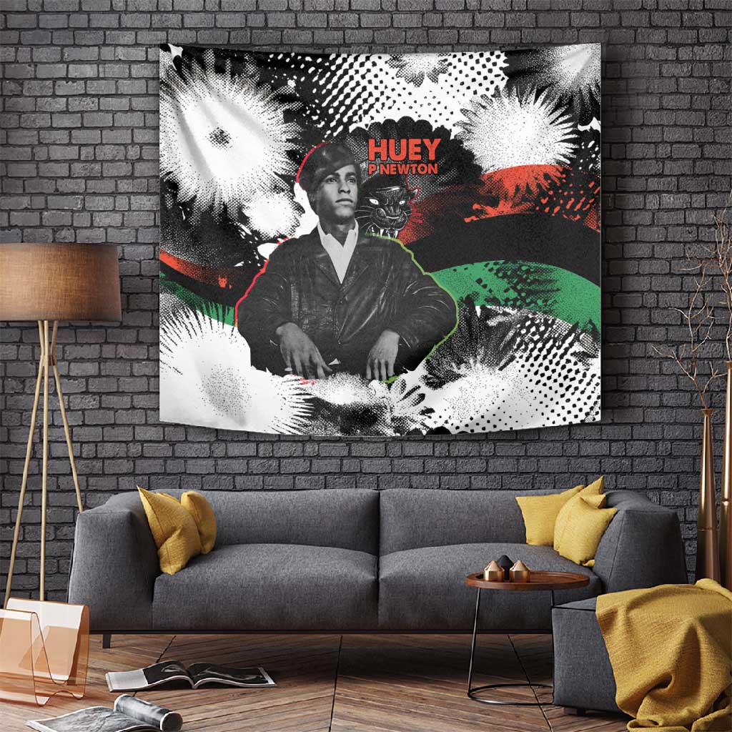 Huey P. Newton Tapestry Revolutionary Portrait - Panther Graphic Surrender to the Revolution Quote - Wonder Print Shop