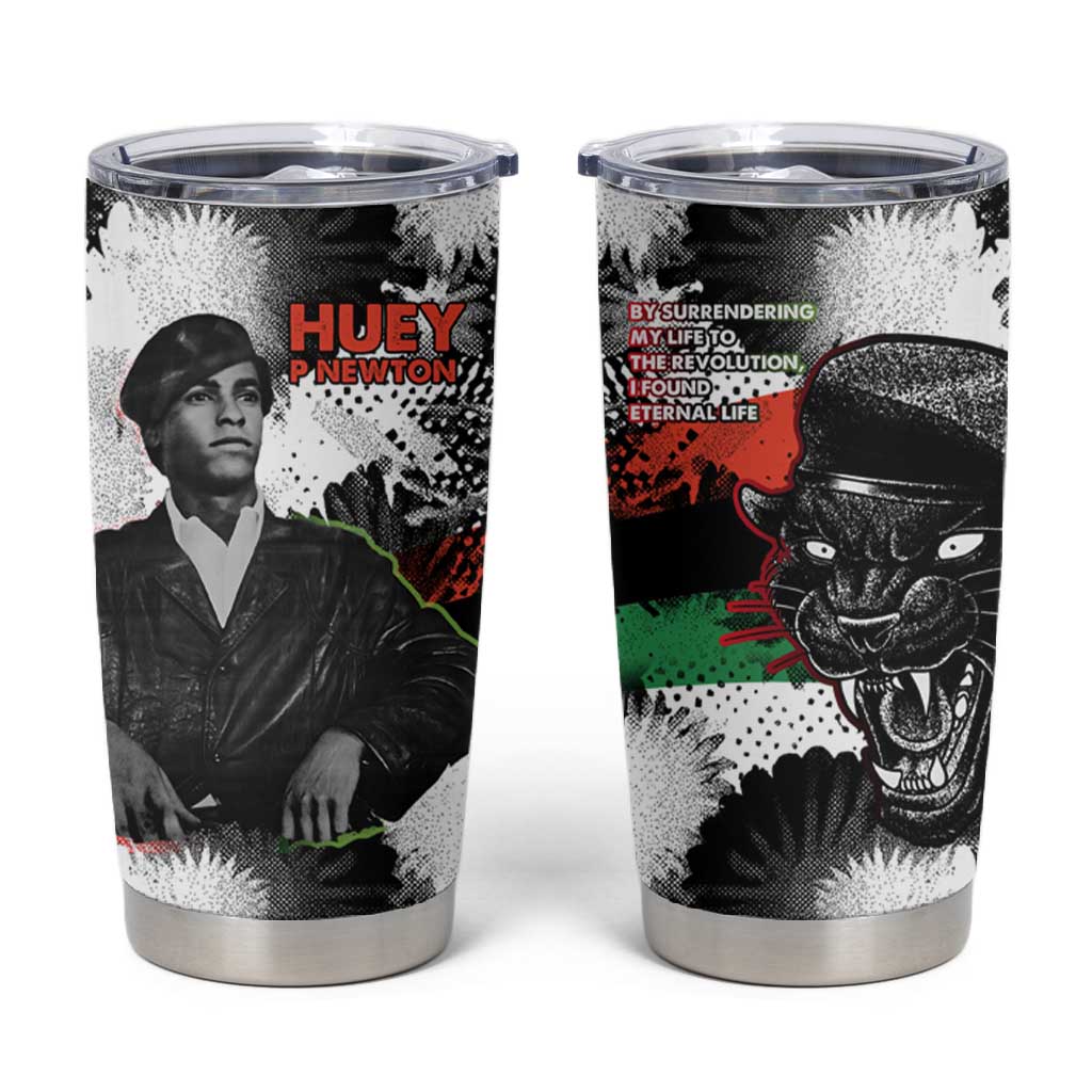Huey P. Newton Tumbler Cup Revolutionary Portrait - Panther Graphic Surrender to the Revolution Quote - Wonder Print Shop