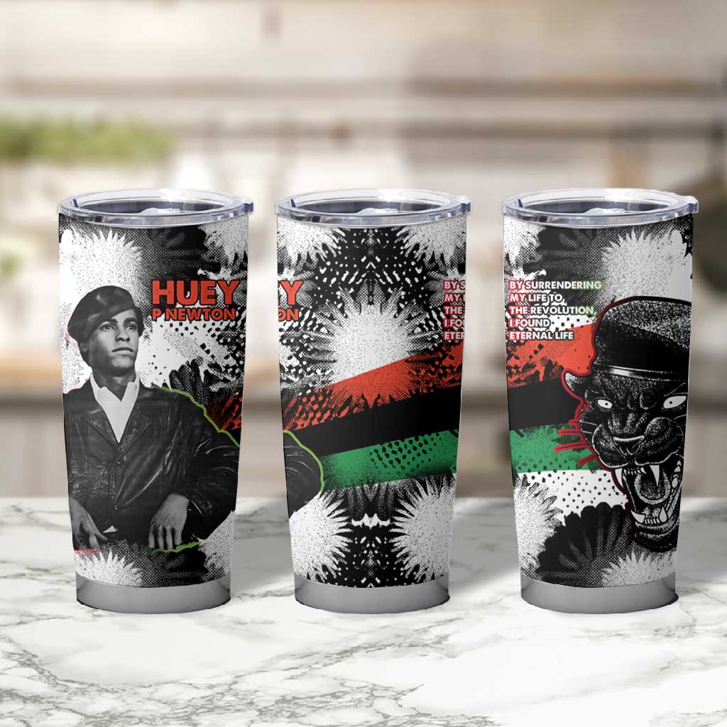Huey P. Newton Tumbler Cup Revolutionary Portrait - Panther Graphic Surrender to the Revolution Quote - Wonder Print Shop