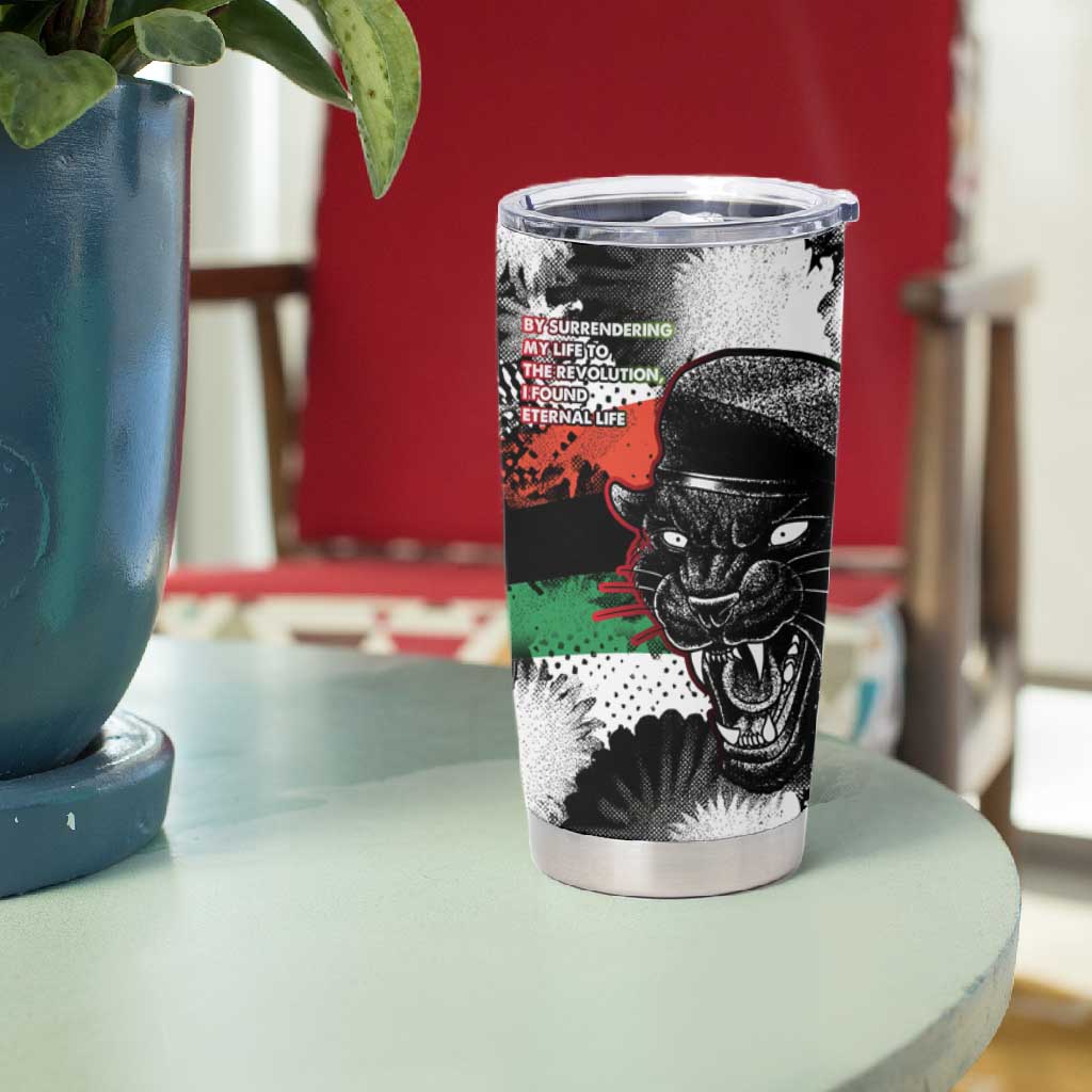 Huey P. Newton Tumbler Cup Revolutionary Portrait - Panther Graphic Surrender to the Revolution Quote - Wonder Print Shop