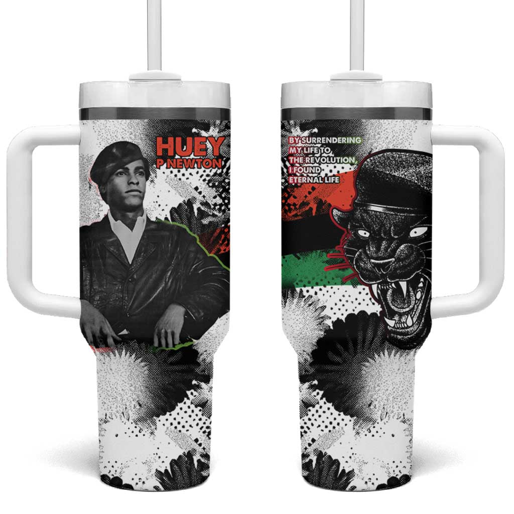 Huey P. Newton Tumbler With Handle Revolutionary Portrait - Panther Graphic Surrender to the Revolution Quote - Wonder Print Shop