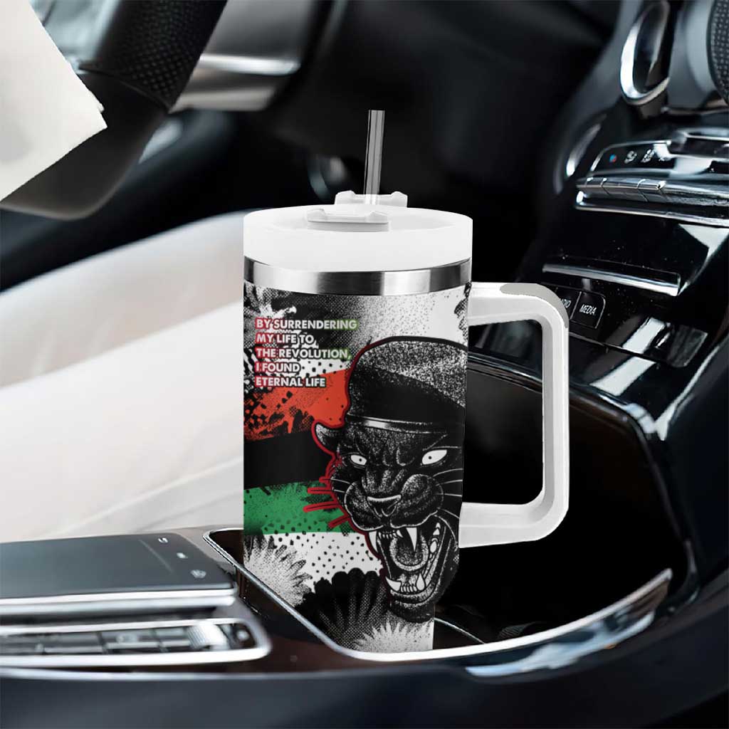 Huey P. Newton Tumbler With Handle Revolutionary Portrait - Panther Graphic Surrender to the Revolution Quote - Wonder Print Shop