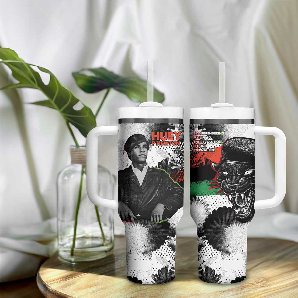 Huey P. Newton Tumbler With Handle Revolutionary Portrait - Panther Graphic Surrender to the Revolution Quote - Wonder Print Shop
